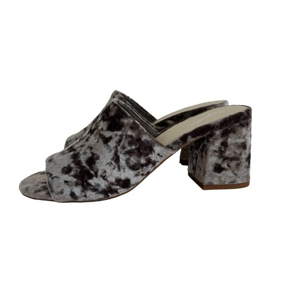 Seychelles Velvet Commute Block Heel Mules‎ Sandals Size 9.5 Gray Dressy Party - Picture 2 of 10